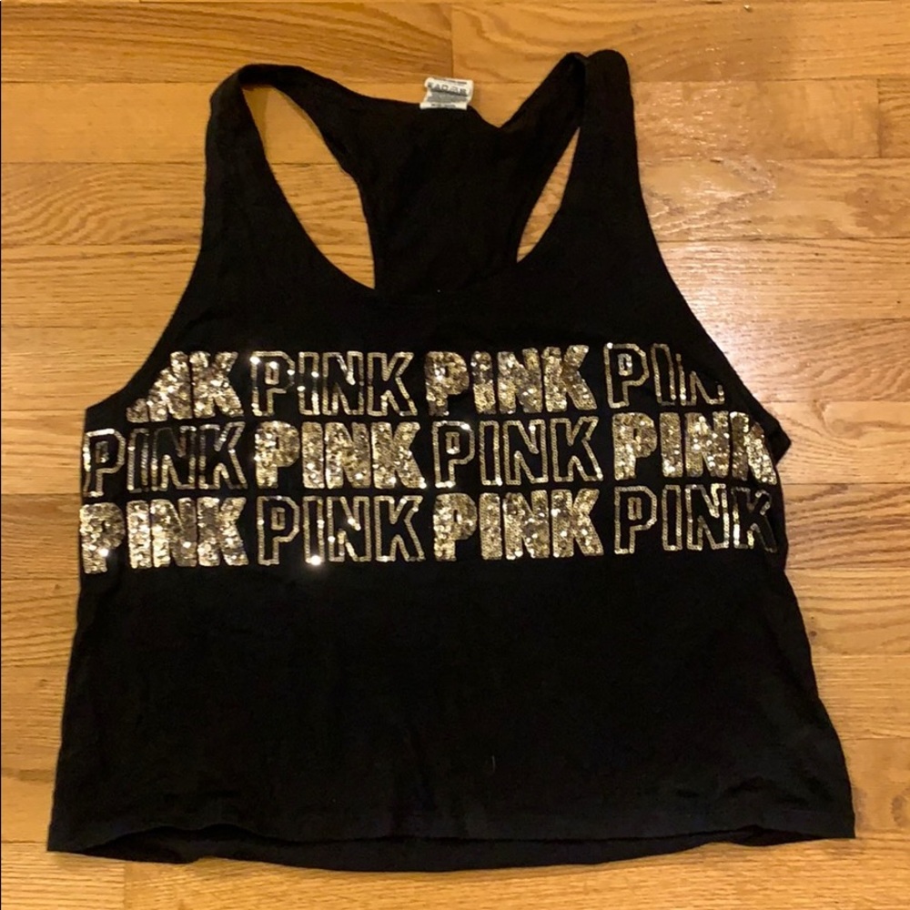 PINK racerback tank with sequins ✨